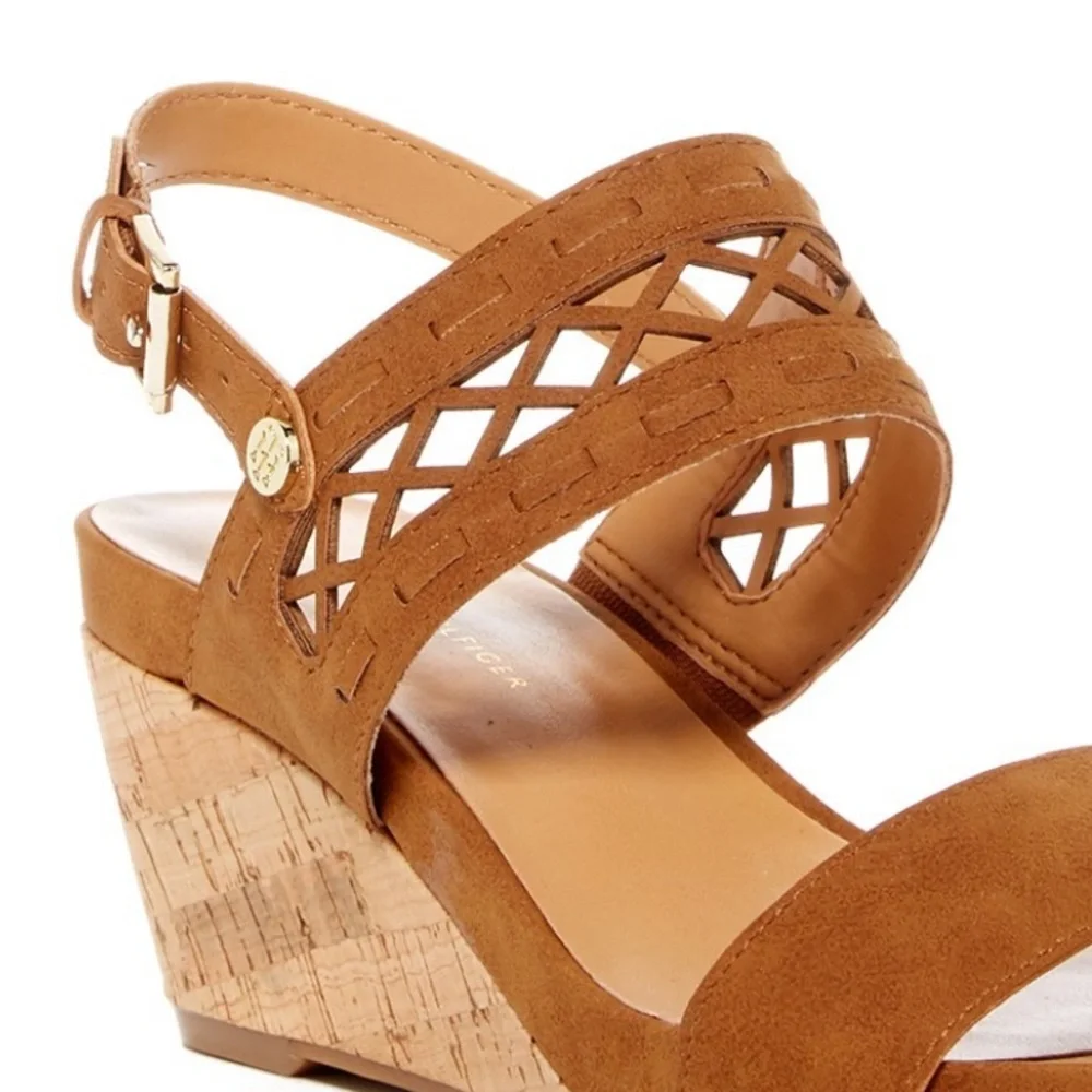 Tommy Hilfiger Tan Suede Wedge Sandals